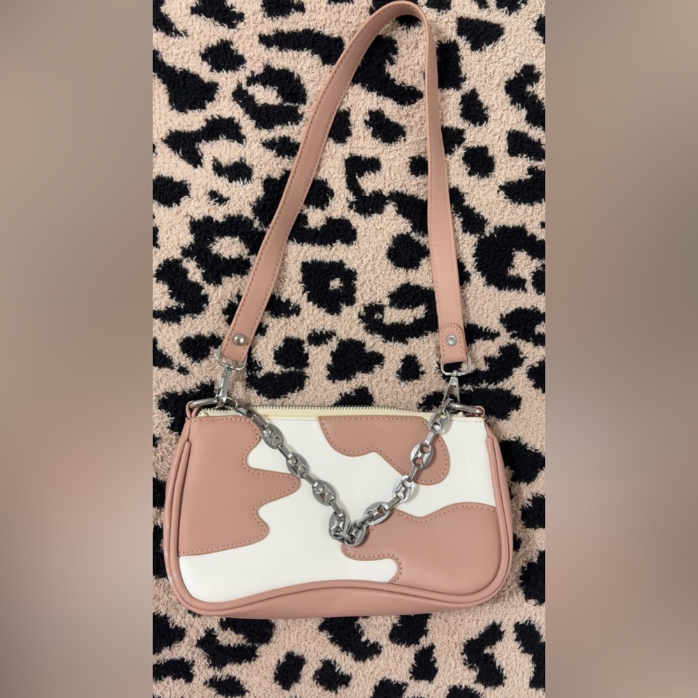 Cow print shoulder bag